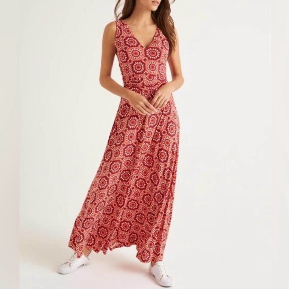 Boden Sienna Red Tile Print - Size 12 - Maxi